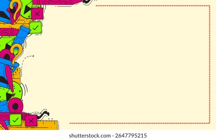 school frame. doodle education banner frame. hand drawn school and education frame background. school background