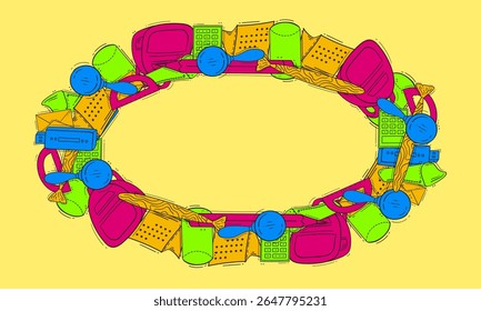 Marco de la escuela. marco de Anuncio de la educación del doodle. fondo dibujado a mano de la escuela y del marco de la educación