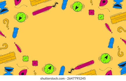 moldura da escola. moldura do banner da educação do doodle. plano de fundo da moldura da escola desenhada à mão e da educação. plano de fundo da escola