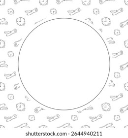 school frame. doodle education circle frame. hand drawn school and education frame background. school background