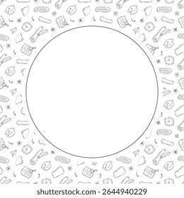 school frame. doodle education circle frame. hand drawn school and education frame background. school background