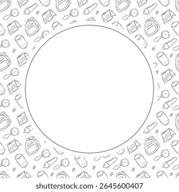 school frame. doodle education circle frame. hand drawn school and education frame background. school background