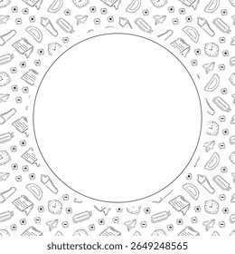 Schulrahmen. doodle Bildung Kreis Rahmen. handgezeichneter Hintergrund für Schule und Bildungsrahmen. Schulhintergrund