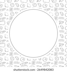 Schulrahmen. doodle Bildung Kreis Rahmen. handgezeichneter Hintergrund für Schule und Bildungsrahmen. Schulhintergrund