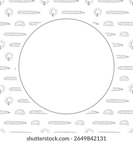 school frame. doodle education circle frame. hand drawn school and education frame background. school background