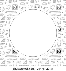 quadro da escola. quadro do círculo de educação de doodle. plano de fundo do quadro da escola desenhado à mão e da educação. plano de fundo da escola