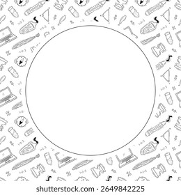quadro da escola. quadro do círculo de educação de doodle. plano de fundo do quadro da escola desenhado à mão e da educação. plano de fundo da escola