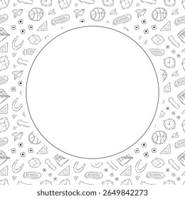 quadro da escola. quadro do círculo de educação de doodle. plano de fundo do quadro da escola desenhado à mão e da educação. plano de fundo da escola