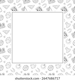 school frame. doodle education square frame. hand drawn school and education frame background. school background