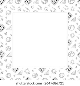 school frame. doodle education square frame. hand drawn school and education frame background. school background