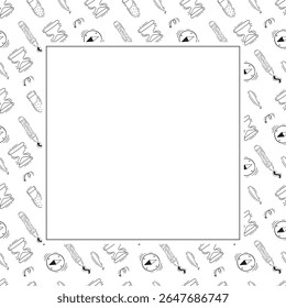 school frame. doodle education square frame. hand drawn school and education frame background. school background