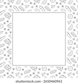 Schulrahmen. doodle Bildung Quadrat Rahmen. handgezeichneter Hintergrund für Schule und Bildungsrahmen. Schulhintergrund