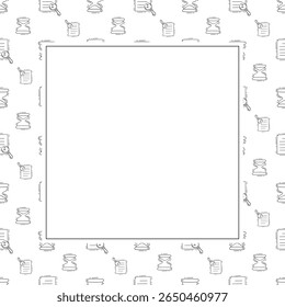 Marco de la escuela. Doodle marco cuadrado de la educación. Fondo dibujado a mano de la escuela y del marco de la educación