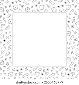Marco de la escuela. Doodle marco cuadrado de la educación. Fondo dibujado a mano de la escuela y del marco de la educación