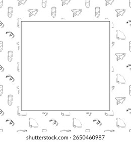 Marco de la escuela. Doodle marco cuadrado de la educación. Fondo dibujado a mano de la escuela y del marco de la educación