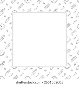 moldura da escola. moldura quadrada da educação do doodle. plano de fundo da moldura da escola desenhada à mão e da educação. plano de fundo da escola