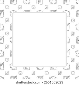 moldura da escola. moldura quadrada da educação do doodle. plano de fundo da moldura da escola desenhada à mão e da educação. plano de fundo da escola