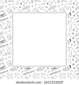 moldura da escola. moldura quadrada da educação do doodle. plano de fundo da moldura da escola desenhada à mão e da educação. plano de fundo da escola