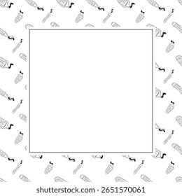 school frame. doodle education square frame. hand drawn school and education frame background. school background