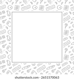 Schulrahmen. doodle Bildung Quadrat Rahmen. handgezeichneter Hintergrund für Schule und Bildungsrahmen. Schulhintergrund