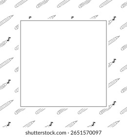 moldura da escola. moldura quadrada da educação do doodle. plano de fundo da moldura da escola desenhada à mão e da educação. plano de fundo da escola