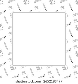 school frame. doodle education square frame. hand drawn school and education frame background. school background