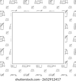 Marco de la escuela. Doodle marco cuadrado de la educación. Fondo dibujado a mano de la escuela y del marco de la educación