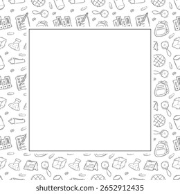 moldura da escola. moldura quadrada da educação do doodle. plano de fundo da moldura da escola desenhada à mão e da educação. plano de fundo da escola