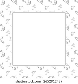 Marco de la escuela. Doodle marco cuadrado de la educación. Fondo dibujado a mano de la escuela y del marco de la educación