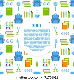 School frame with school supplies vector design. School background