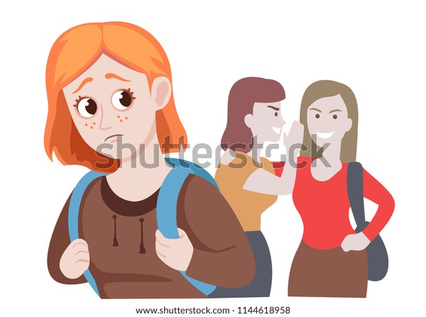 School Friends Gossiping Behind Stressed Ginger Stock Vector Royalty Free School Friends Gossiping Behind Stressed Ginger Stock Vector Royalty Free