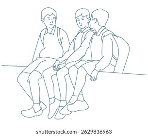 School friends talking while sitting together