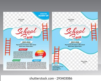 School Fun Flyer & Magazine Design Template Vector Illustration 