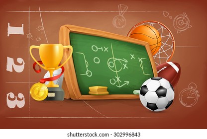 School, game and strategy, vector background