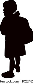 school girl with bag, silhouette vector
