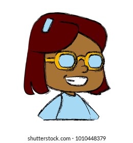 School girl with glasses cartoon