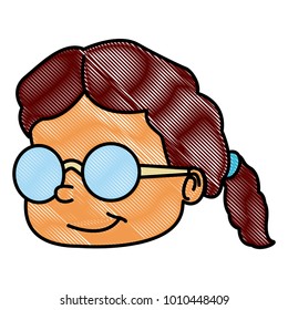 School girl with glasses cartoon