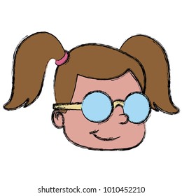 School girl with glasses cartoon