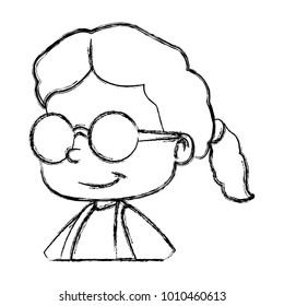 School girl with glasses cartoon