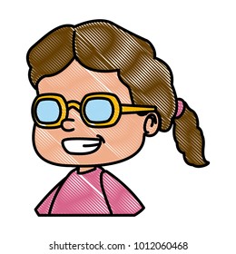 School girl with glasses cartoon