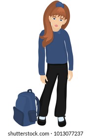 A school girl with her backpack