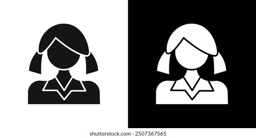 School girl icon flat line symbol set.