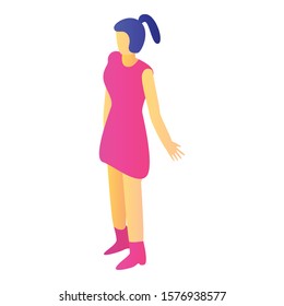 School girl icon. Isometric of school girl vector icon for web design isolated on white background