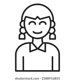 School girl icon Outline vector symbol sign