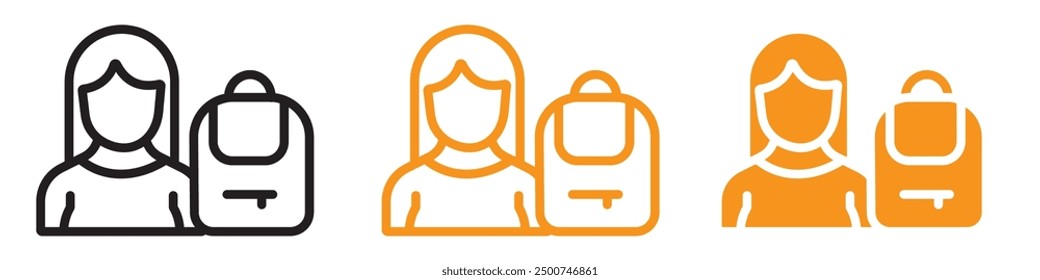 School Girl Icon Set Student Illustrations for Education and Youth Projects