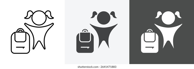 School girl icon set vector art