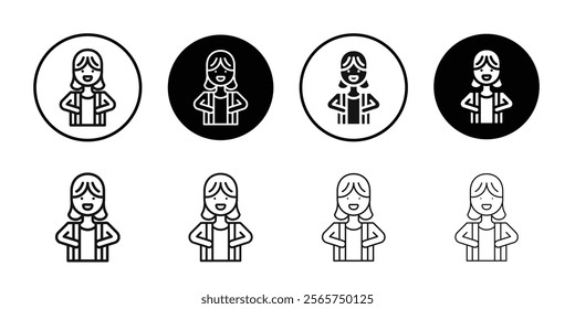 School girl icon Simple thin outline