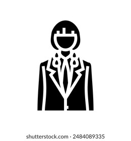 school girl japanese glyph icon vector. school girl japanese sign. isolated symbol illustration