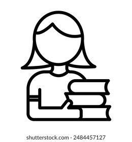 Marca de logotipo lineal de niña escolar en blanco y negro