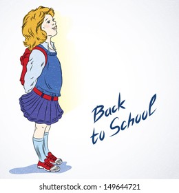 school girl in profile. back to school. vector